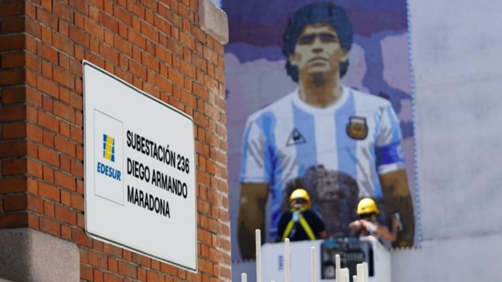 Un recuerdo a Maradona en el barrio de La Boca.