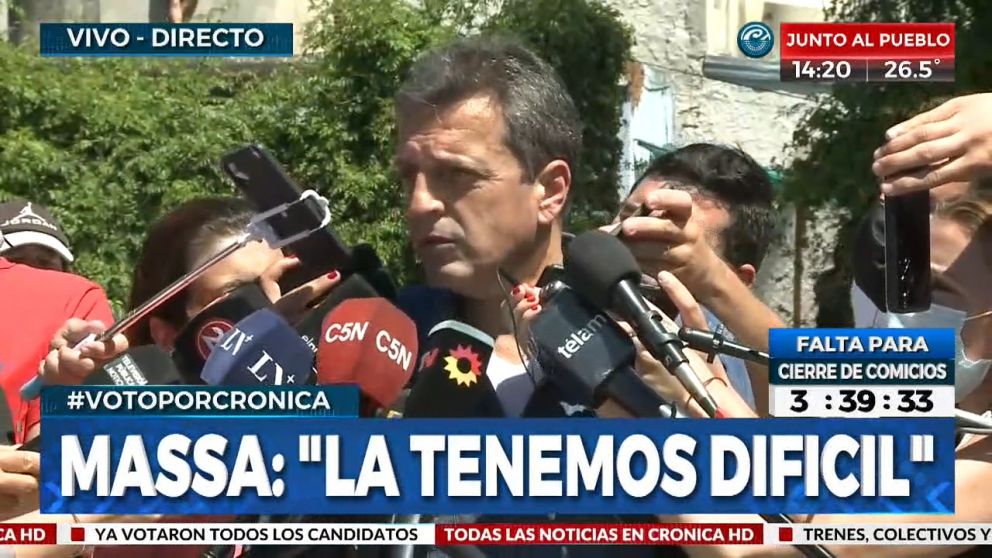 Tras efectuar su voto, Sergio Massa, habló del panorama electoral.