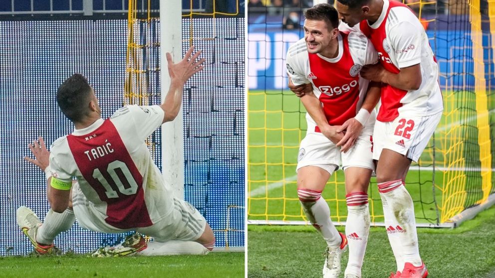 Jugador del Ajax sufrió un duro golpe y se presentó a entrenar con un yeso ¡en el pene! (imagen Twitter).