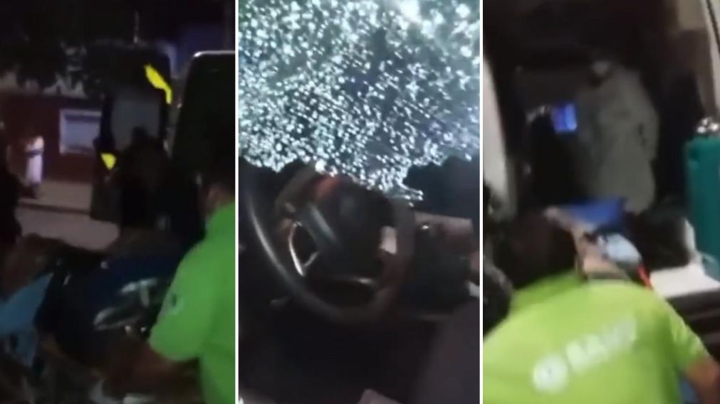 El momento en que trasladaron al polic�a federal baleado en la localidad bonaerense en Lan�s (Captura de video).