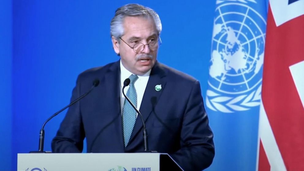 Alberto Fernández habló antes los líderes del mundo en la cumbre COP26, en Glasgow, Escocia.