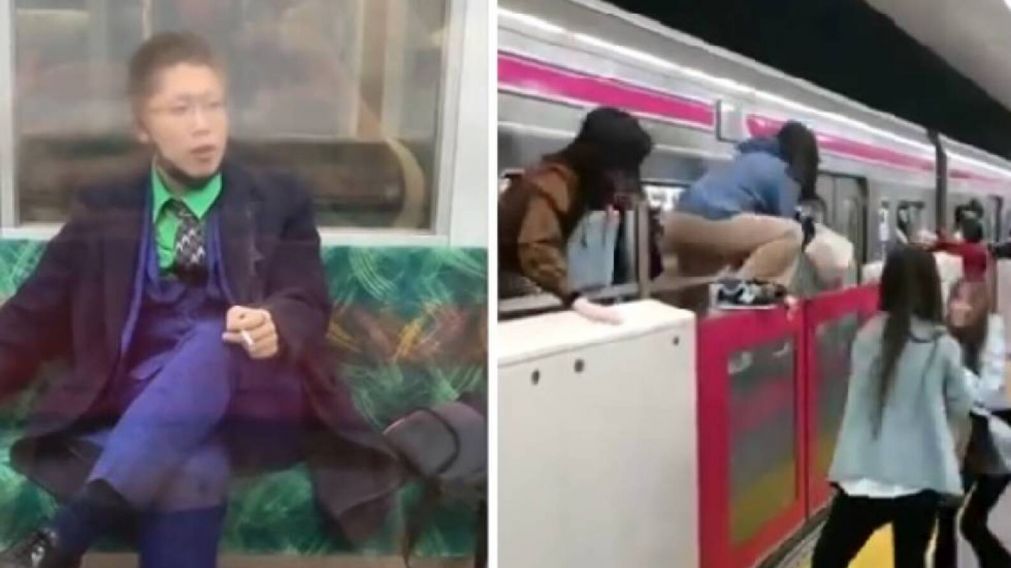 Un Joven disfrazado como el "Joker" apuñaló a 17 personas e incendió un tren en Japón (imagen captura vídeo).