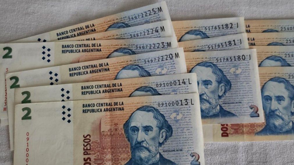El billete de dos pesos de Bartolom� Mitre cotiza en buen valor (Imagen ilustrativa).