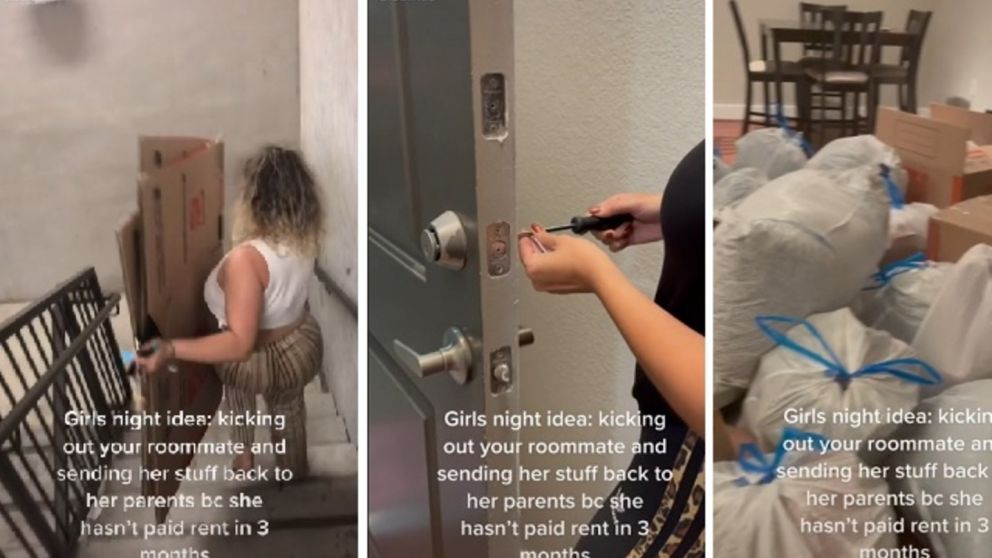 Se cansaron de su amiga porque debía tres meses de alquiler, la echaron y subieron el vídeo del desalojo a TikTok (imagen Captura vídeo).