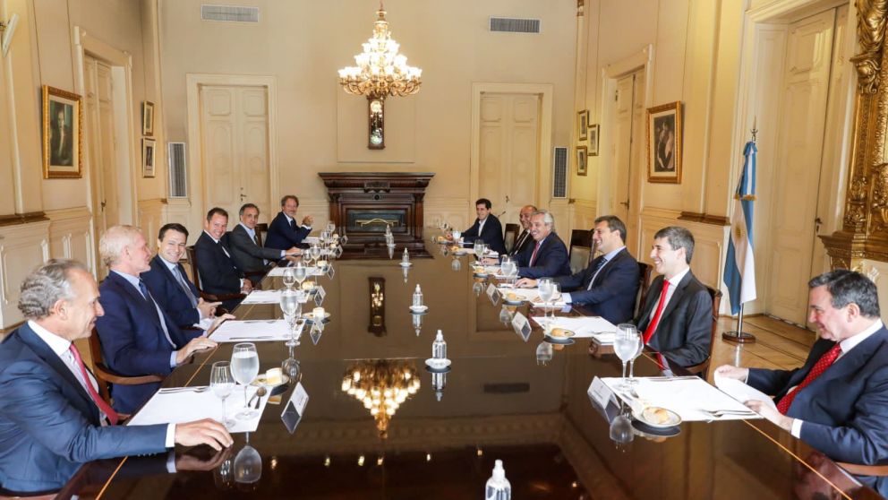 En Casa Rosada, Fernández, Massa y De Pedro ayer con grandes empresarios.