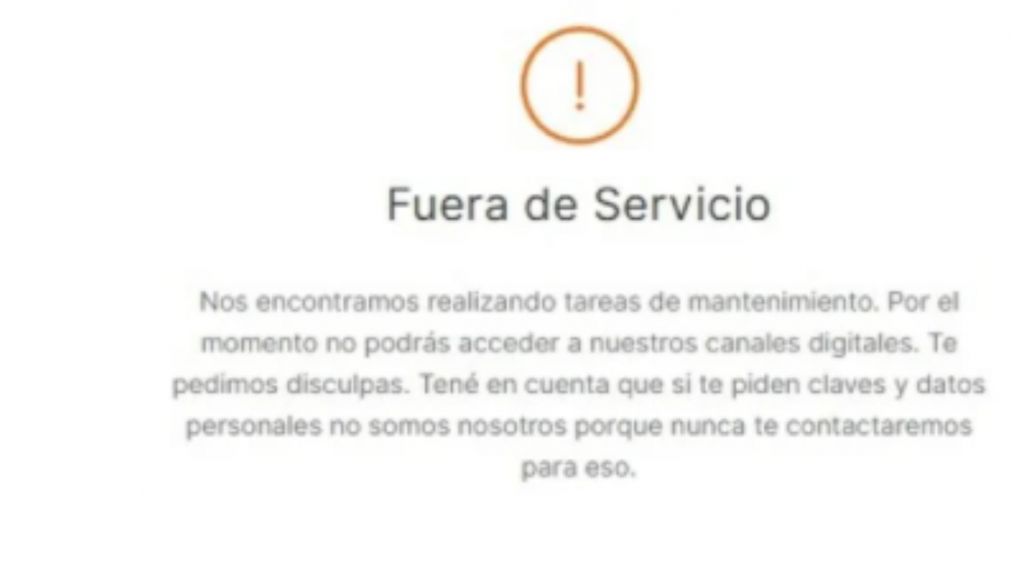 Banco Galicia tuvo durante parte de este martes por la tarde su página caída (captura).