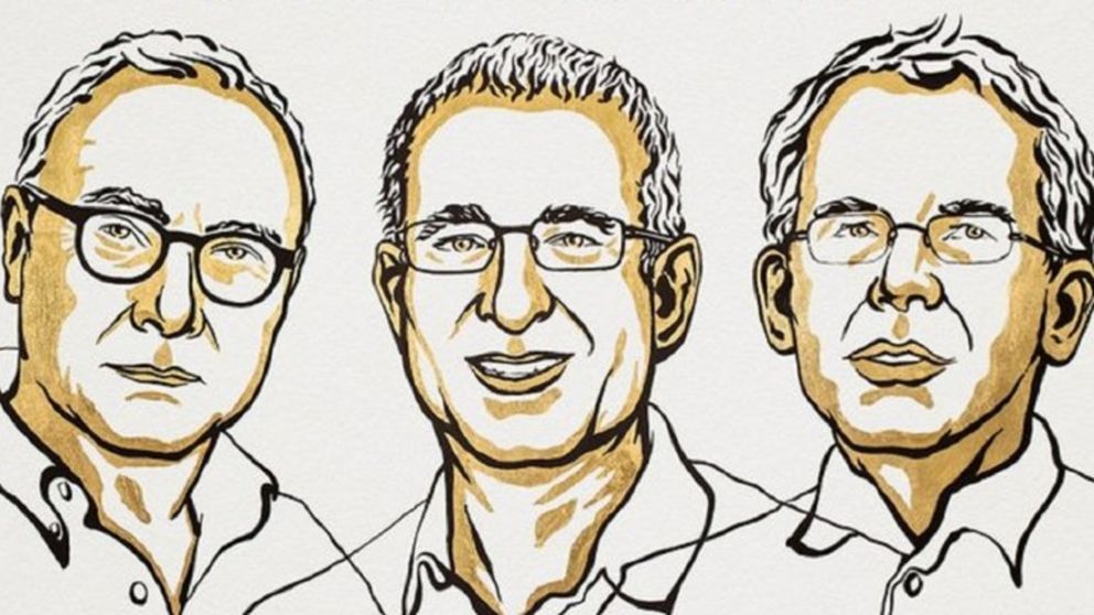 David Card, Joshua Angrist y Guido Imbens, los ganadores del Premio Nobel de Economía.