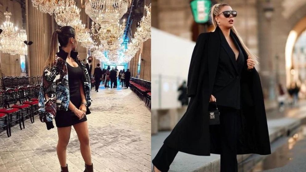 Antonela Roccuzzo y Wanda Nara en el desfile en París.