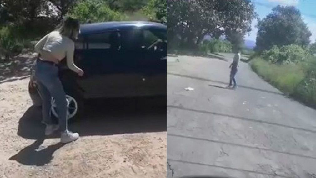 La mujer fue abandonado en medio de la ruta y las imágenes se hicieron virales.