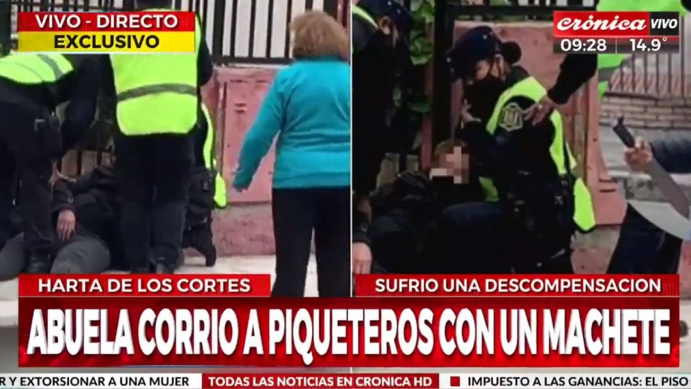 La anciana enfrent� a machetazos a los manifestantes y termin� descompensada (Cr�nica HD).