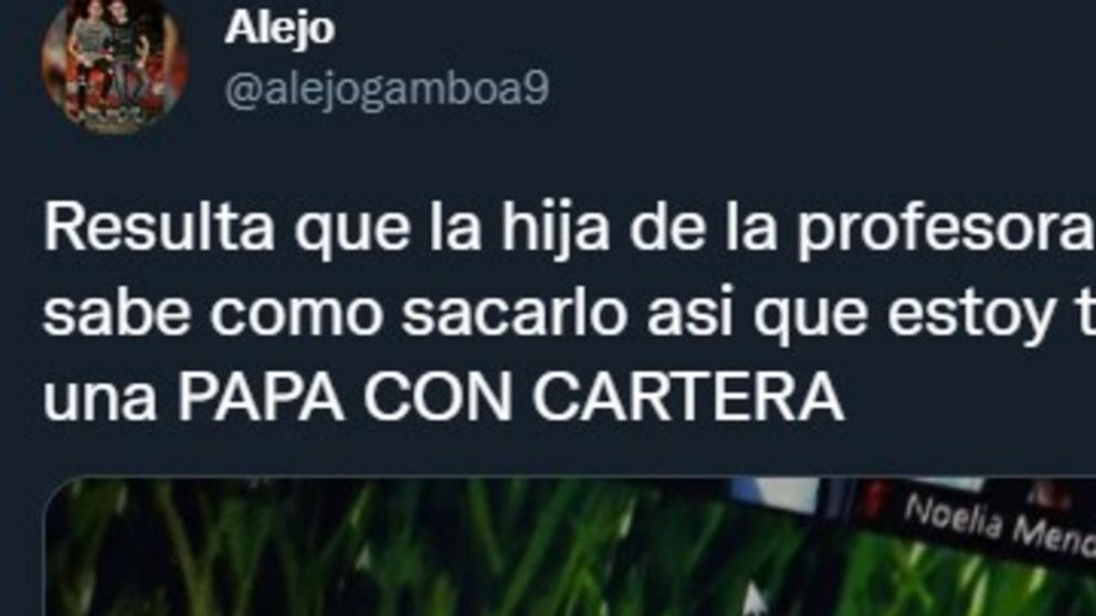 El usuario de Twitter se hizo viral por su insólito posteo sobre el problema que tuvo su profesora con los filtros de Google Meet.