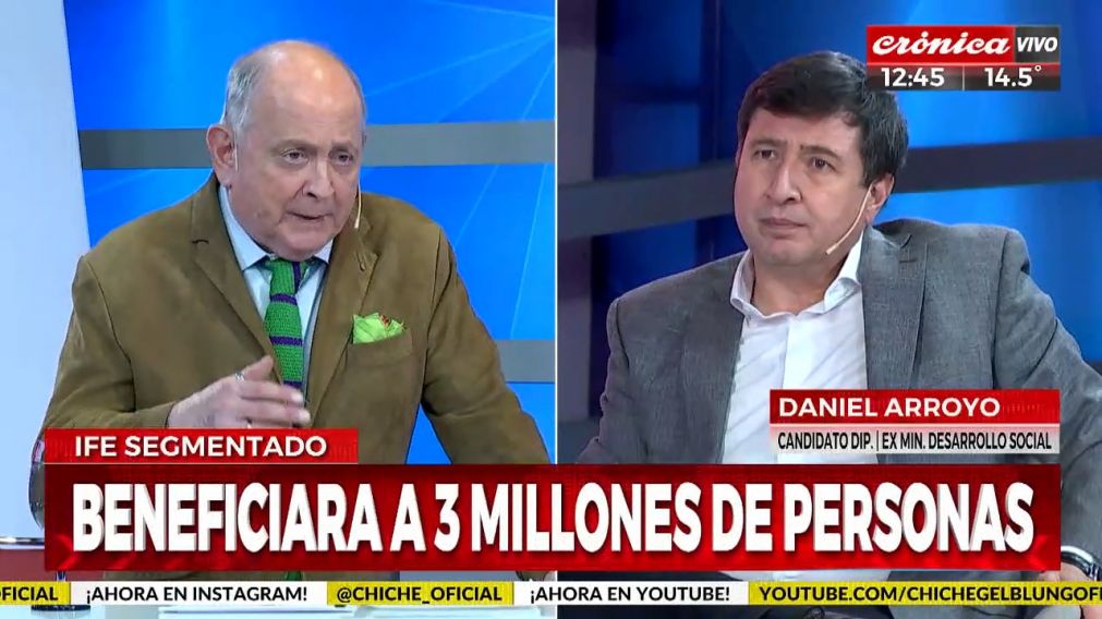 Daniel Arroyo pasó por el programa de Chiche Gelblung (captura).