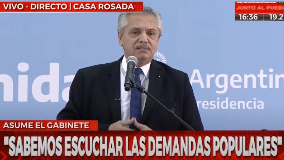 Alberto Fernández previo a la jura del nuevo Gabinete: "Cuando la gente no nos vota nos enojamos con nosotros y no con la gente"