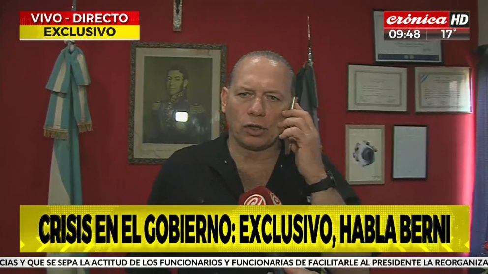 Sergio Berni dejó varias frases con Crónica HD (Captura de TV).