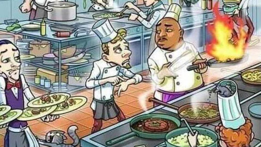 ¿En dónde está el reloj de uno de los cocineros? Sólo el 1% de las personas lo encontraron.
