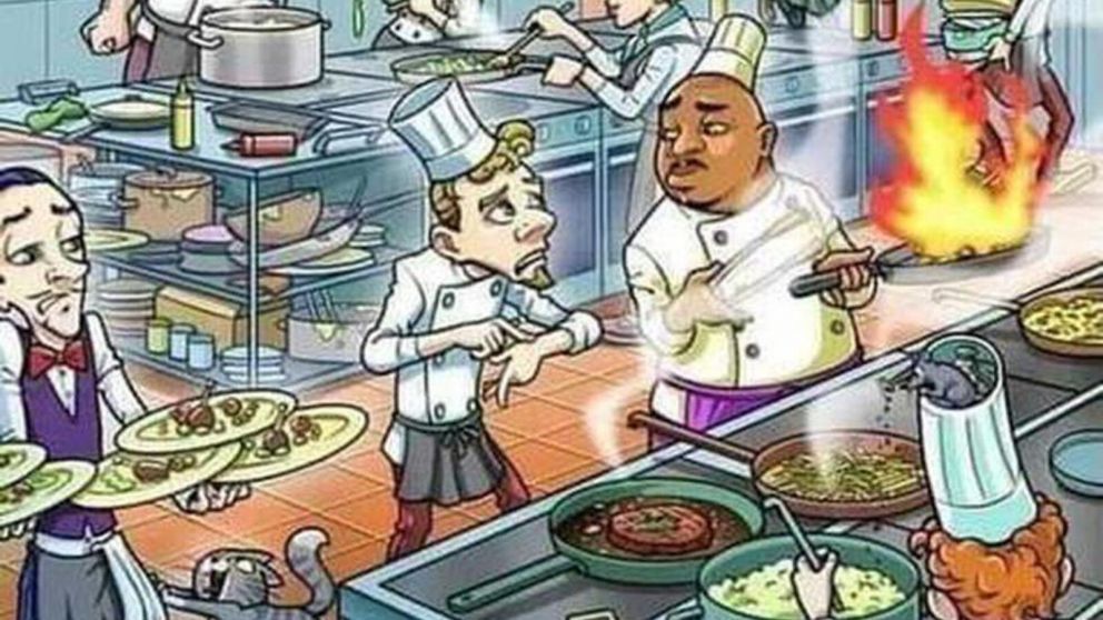 ¿En dónde está el reloj de uno de los cocineros? Sólo el 1% de las personas lo encontraron.