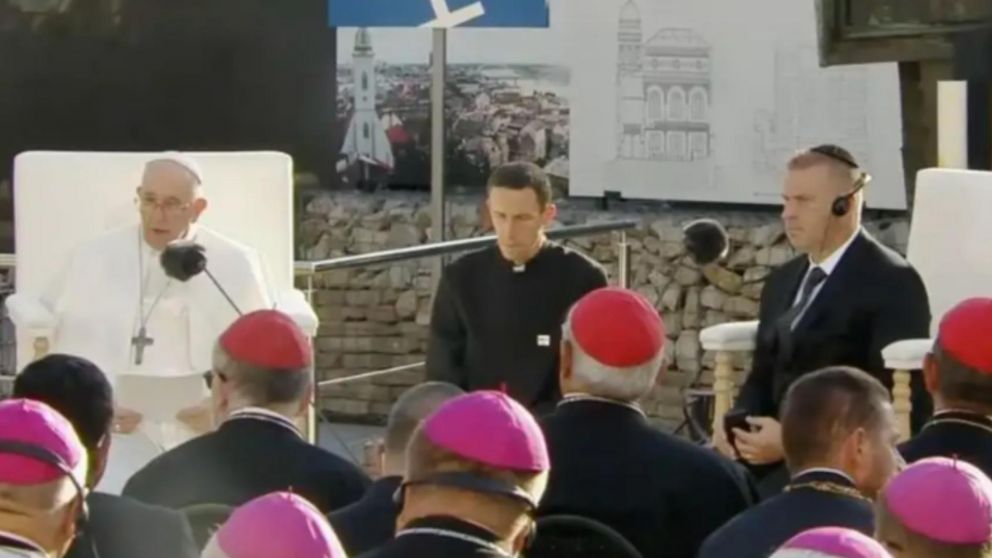 Francisco, durante su discurso frente a miembros de la comunidad jud�a en Eslovaquia (Vatican News).