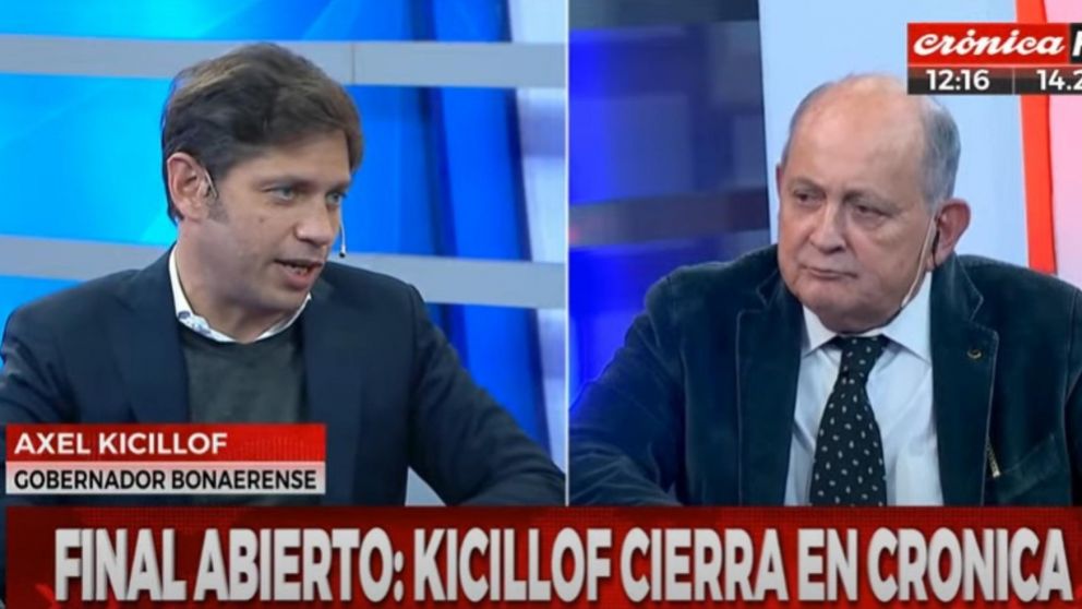 Axel Kicillof, gobernador de la provincia de Buenos Aires, mano a mano con Chiche en Crónica (Captura de pantalla).