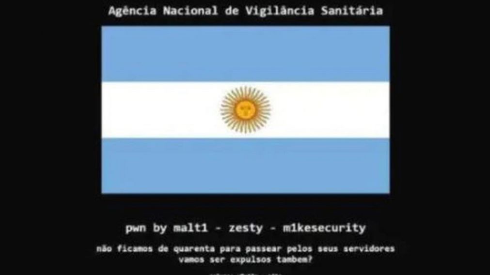 Así hackearon la página de Anvisa y subieron una bandera argentina.
