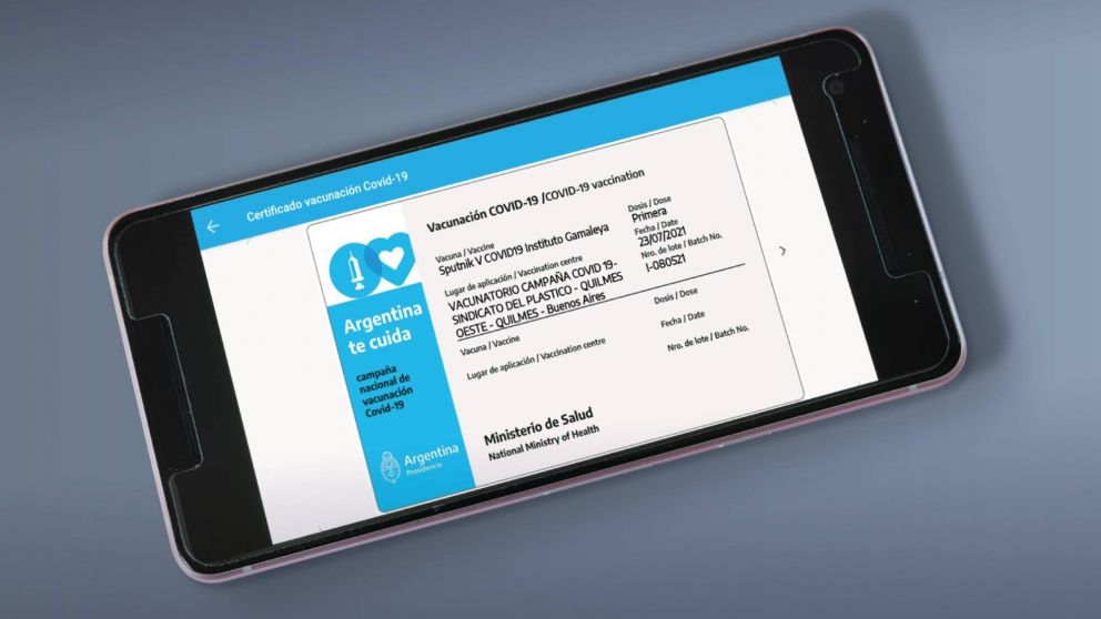 La credencial de vacunación digital "Mi Argentina" será la acreditación internacional de la vacuna contra el covid.
