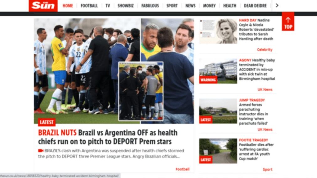 El partido fue suspendido por decisión de autoridades sanitarias brasileñas.