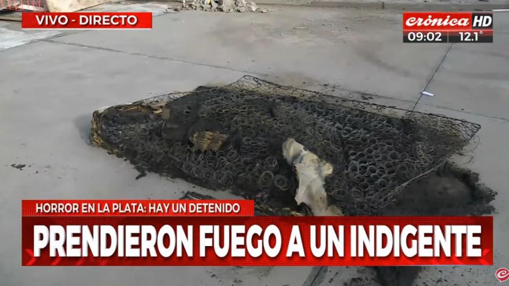 El lugar donde el hombre en situaci�n de calle fue prendido fuego (Cr�nica HD).