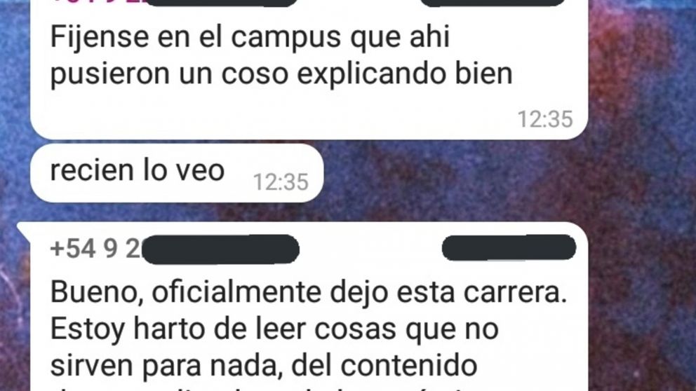 El chat de un grupo de WhatsApp de psicología que se viralizó en las redes.