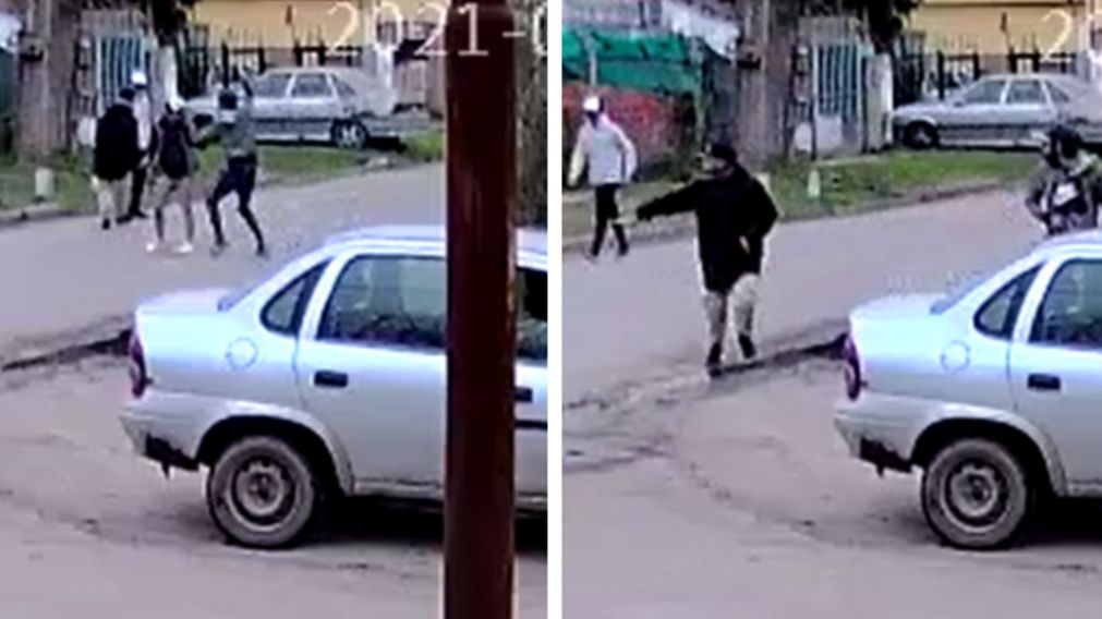 La violenta secuencia quedó registrada por una cámara de seguridad de la zona (Captura de pantalla).