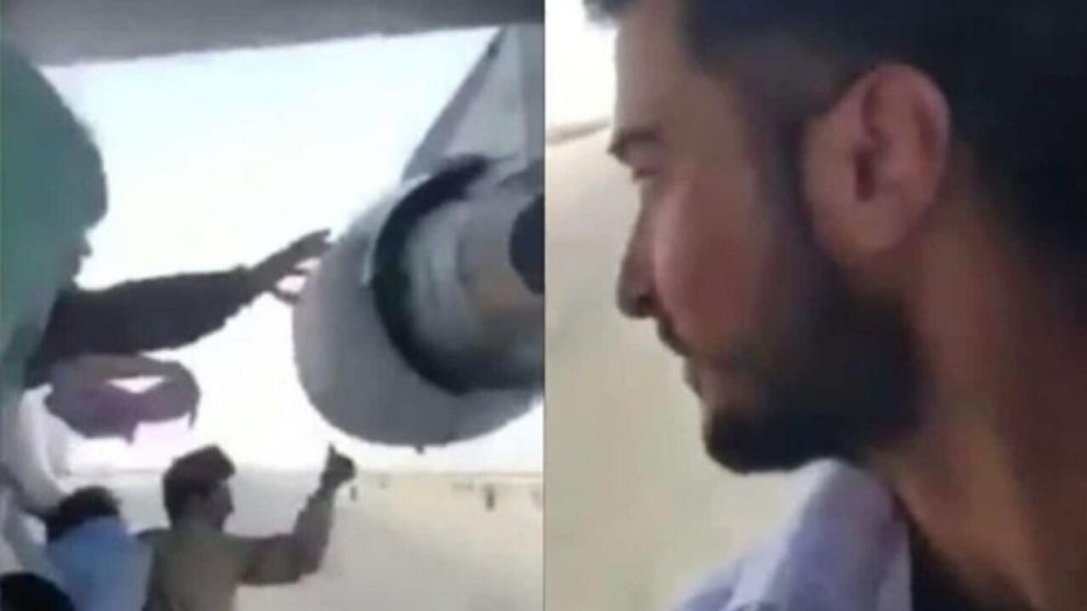 Un joven se grabó colgado del ala del avión que partió desde Kabul.