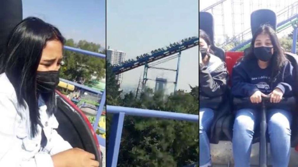 Se rompi� la monta�a rusa y tuvieron que hacer un vivo en Facebook para pedir ayuda (imagen captura v�deo).