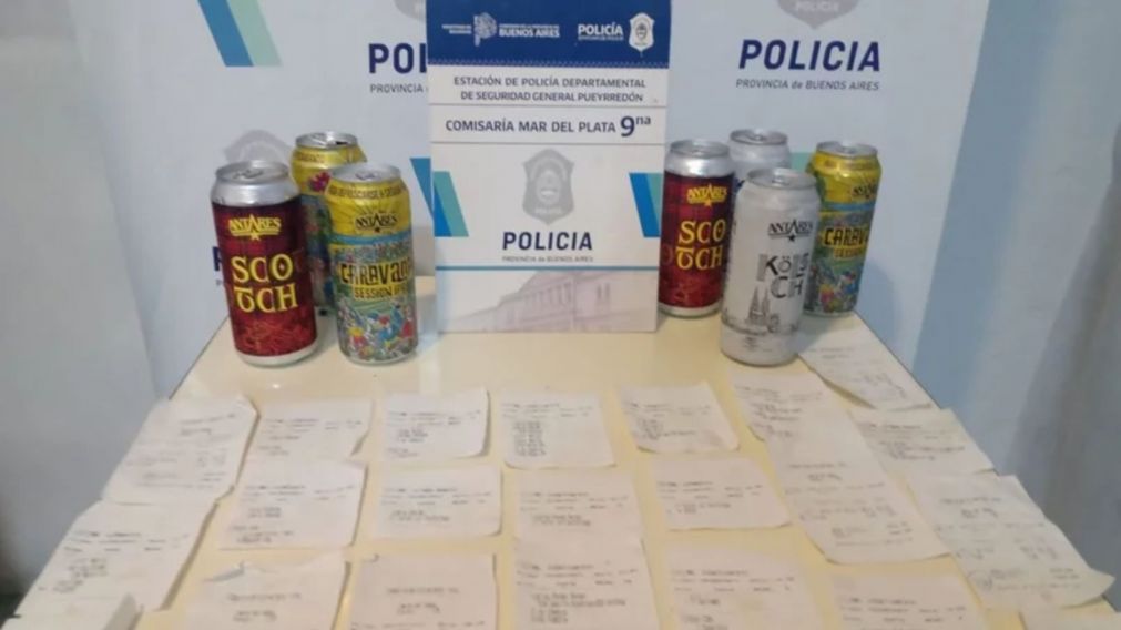 Las latas secuestradas en poder del ladrón