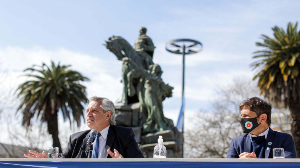 "San Martín va a estar muy pronto en nuestros billetes", anunció Alberto Fernández, que estuvo acompañado por Kicillof.