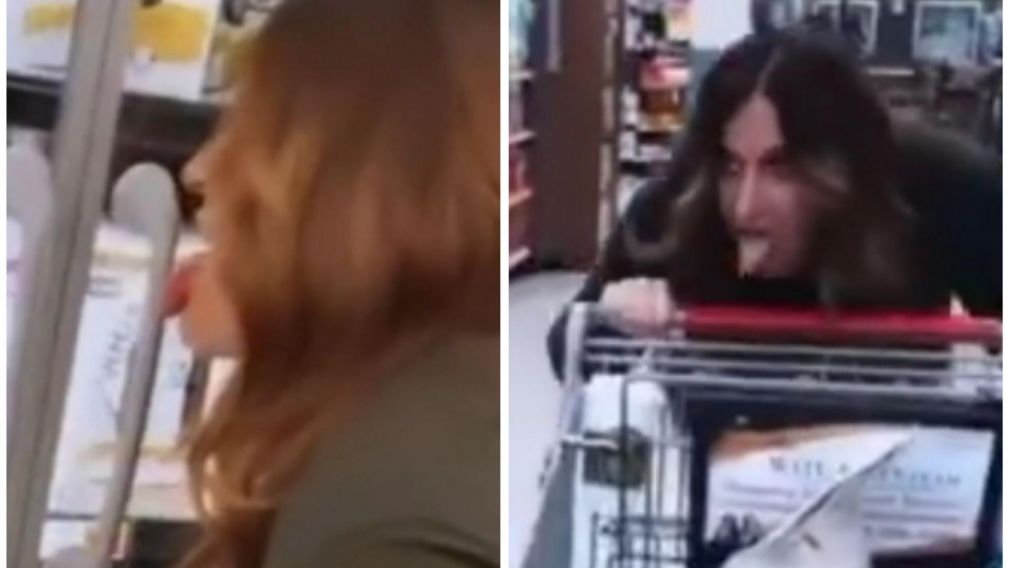 Una influencer se filmó lamiendo varios productos de un supermercado y pidió perderle el "miedo" al covid (imagen captura vídeo).