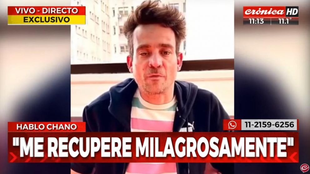 Chano grabó un video desde el Sanatorio Otamendi (Captura de pantalla).