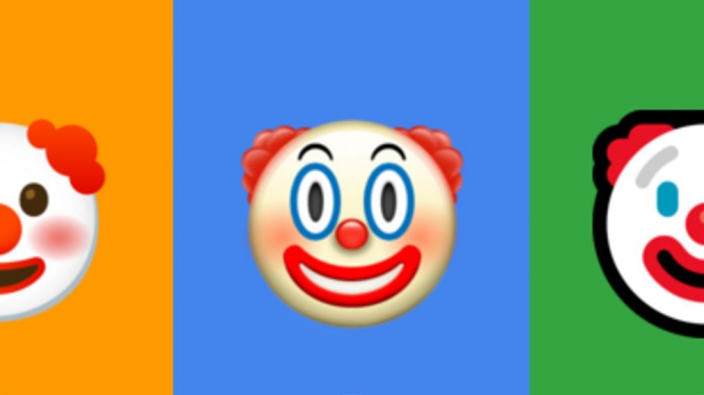 La cara de payaso tiene diferentes diseños según la red social o sistema operativo.