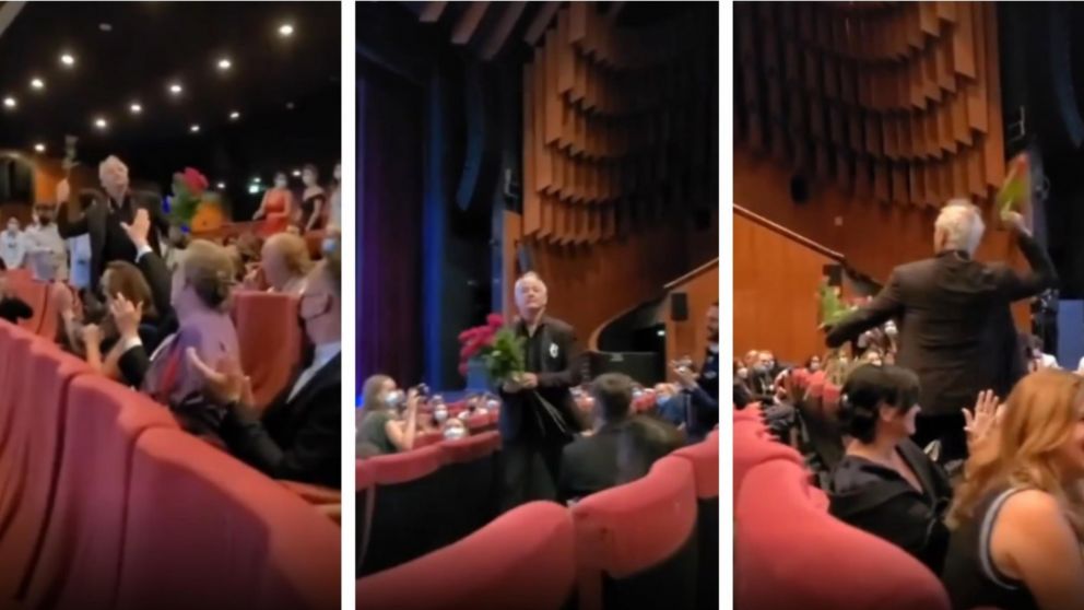 Bill Murray arrojó rosas durante su presentación. (Captura video)