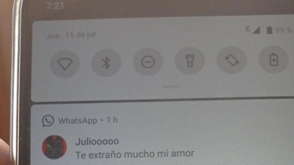 El mensaje que le había enviado el tal "Julio" a su padre fue viralizado por su hija.