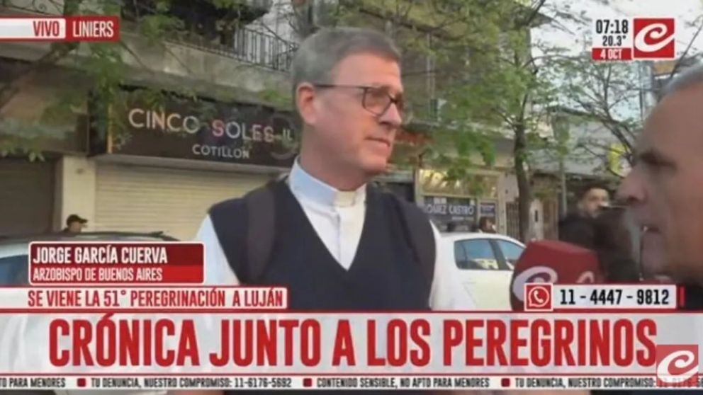 El monseñor José García Cuerva presidirá la misa central del domingo (Captura de TV).