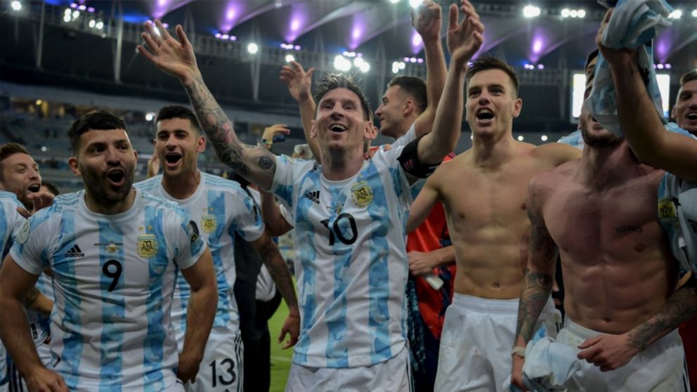 El festejo en el Maracaná, encabezado por el capitán Lionel Messi (Télam).