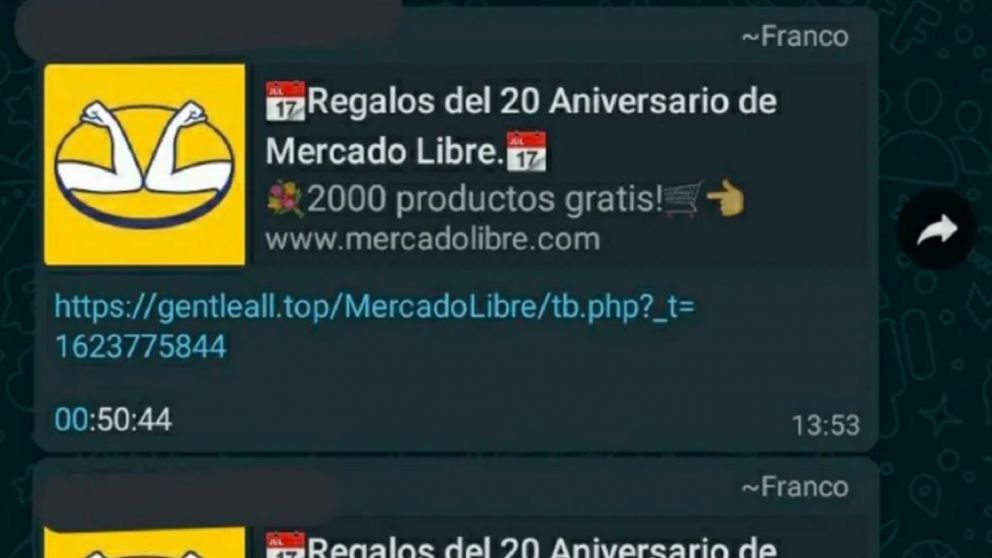 Se viraliza otro mensaje falso en Whatsapp sobre regalos por el aniversario de Mercado Libre.