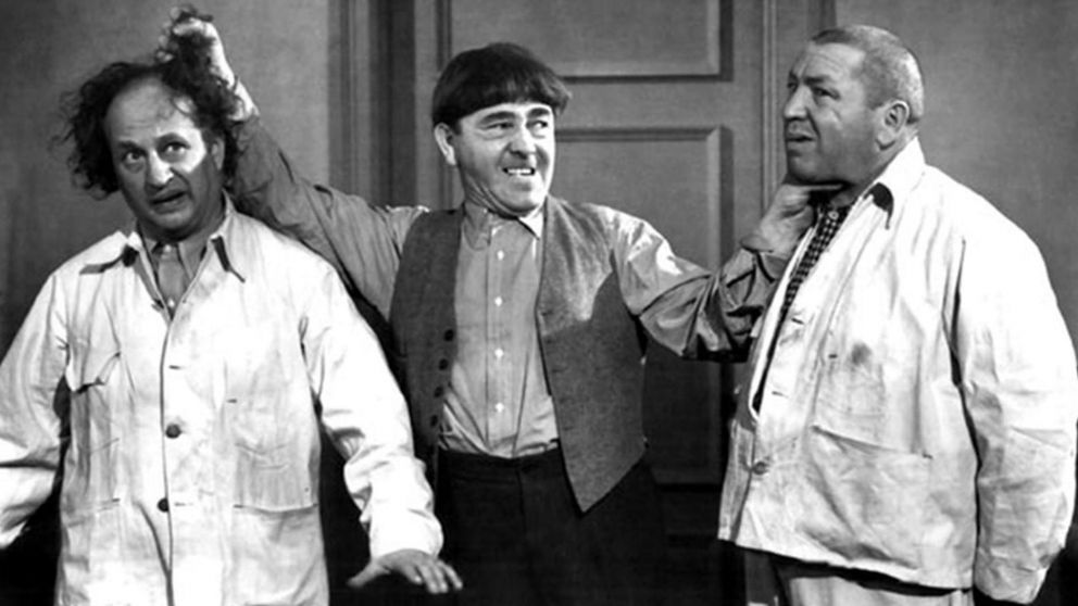 Larry, Moe y Curly, el trío inolvidable de Los Tres Chiflados.