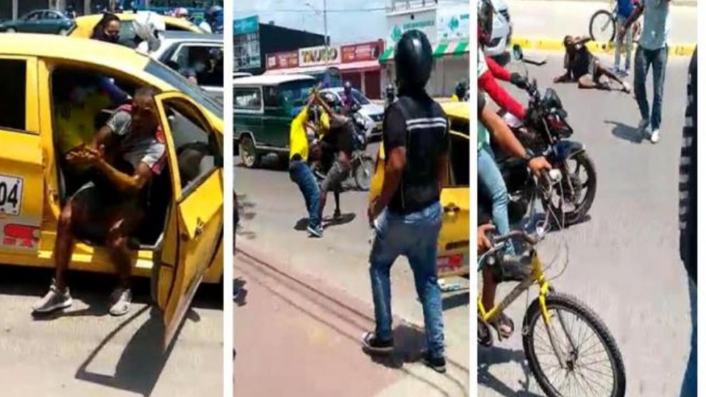 El hombre fue golpeado por transeúntes y por el taxista.