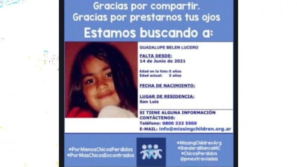 El alerta de Guadalupe en la página de Missing Children