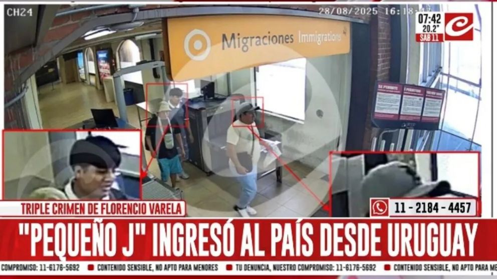 "Peque�o J" fue visto junto a otras dos personas en la terminal fluvial (Captura de TV).