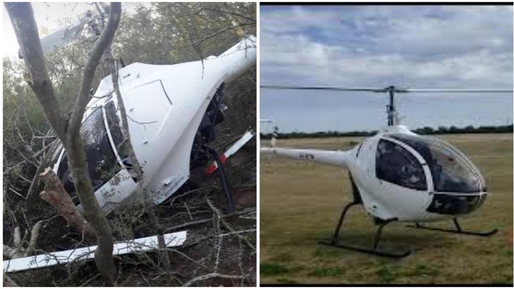 Así quedó el helicóptero tras el accidente.