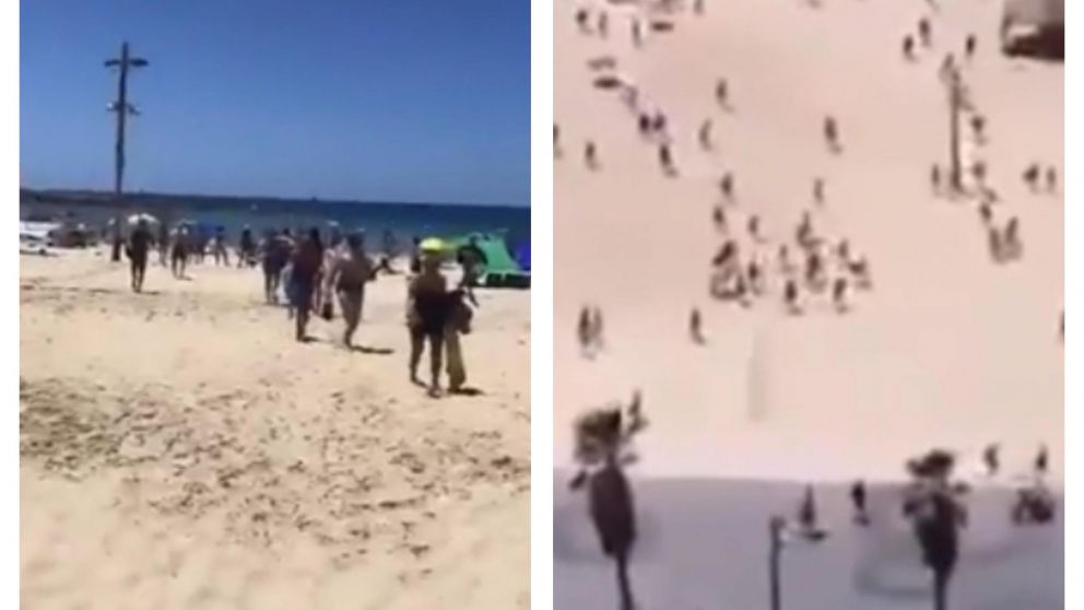 El dramático momento que vivieron cientos de personas en una playa de Tel Aviv. (Captura de pantalla).