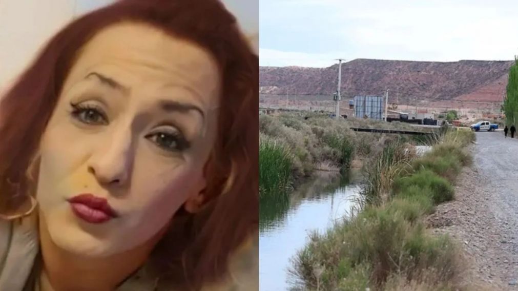 La víctima, a la izquierda, y el canal en el que fue encontrado su cadáver, a la derecha (Gentileza LM Neuquén).