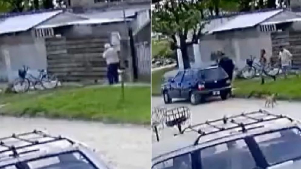 Una cámara de seguridad capto la fuga de los delincuentes.