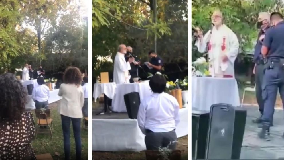 La polic�a lleg� pero el cura no quiso frenar la comuni�n. (Captura video)