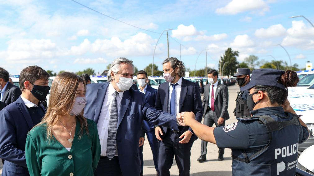 Alberto Fern�ndez record� al fallecido ministro de Transporte durante el acto (Prensa Presidencia)